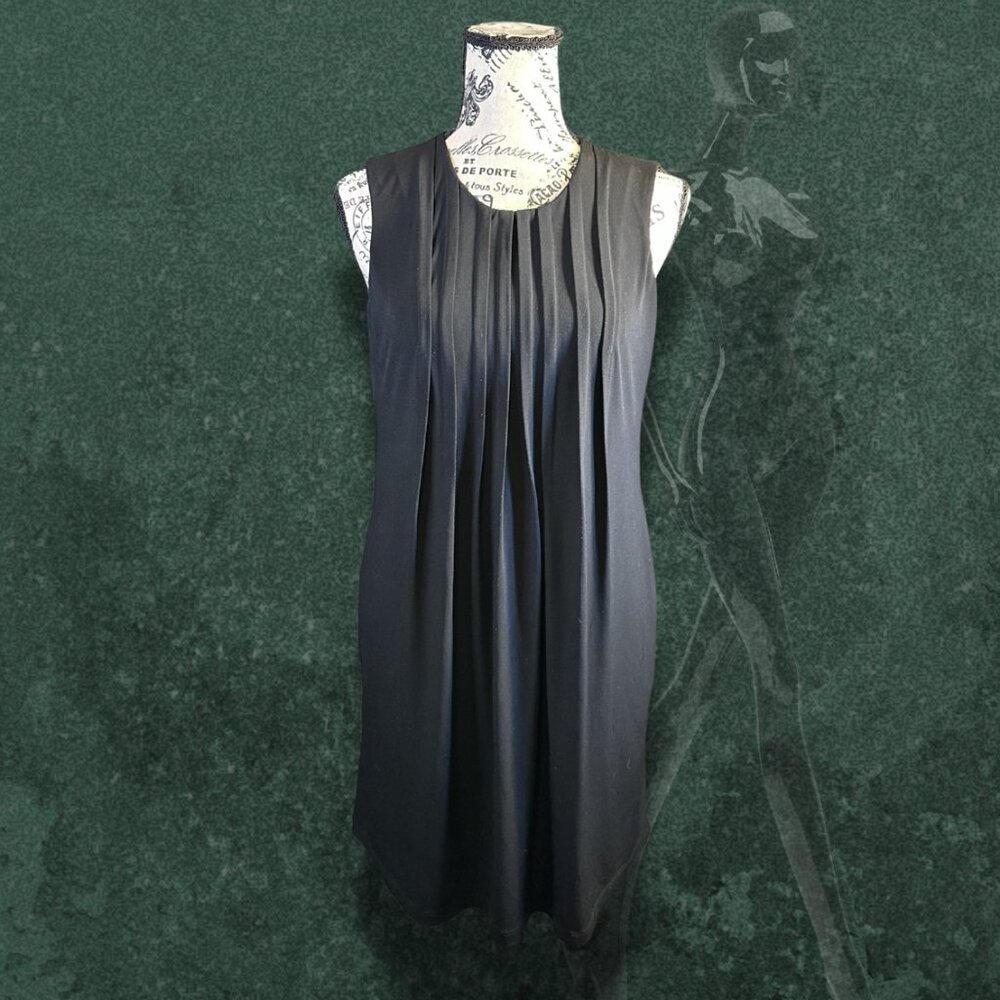 Calvin Klein Black Sleeveless Pleated Shift Dress – Size 2
